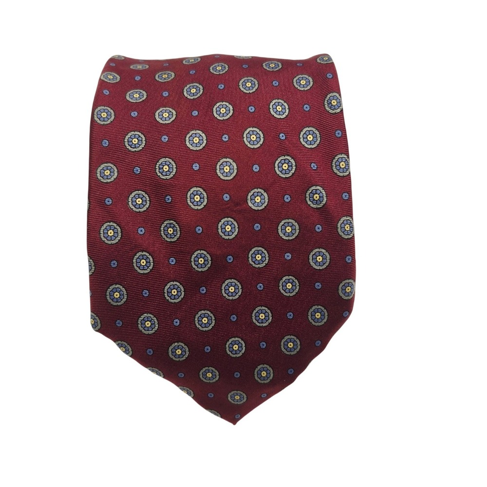 Stafford Necktie Mens OS Burgundy Medallion Italian Silk Geometric Classic